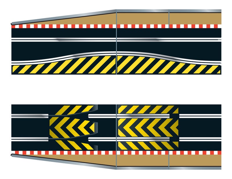 Scalextric C8511 Track Extension Pack 1x Leap Ramp Up and Ramp Down 2 Straight 2 Side Swipes Borders Barriers