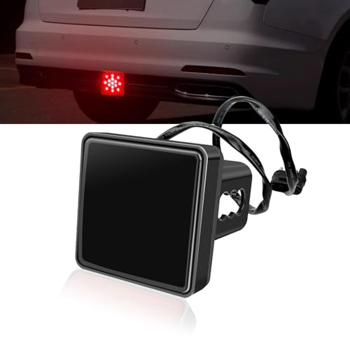 Eratus Trailer Hitch Tail Light 2 Receiver Square Smoked Lens 15 LED Super Bright Waterproof Brake Light 12V 35W Nonpolarity Plug and Play Warning Light for Most Cars Trailers Trucks Black - Image 1