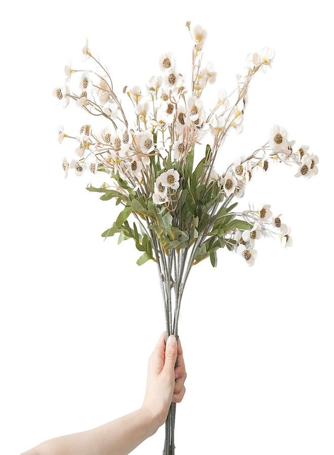 TACOLO 6 Pcs Wildflowers Artificial Flowers Bulk, 22.4 Inch Vintage Faux Plum Blossom Branches Silk Flowers for DIY Bouquet, Floral Arrangement, Home Wedding, Table Decorations (Champagne) - Image 1