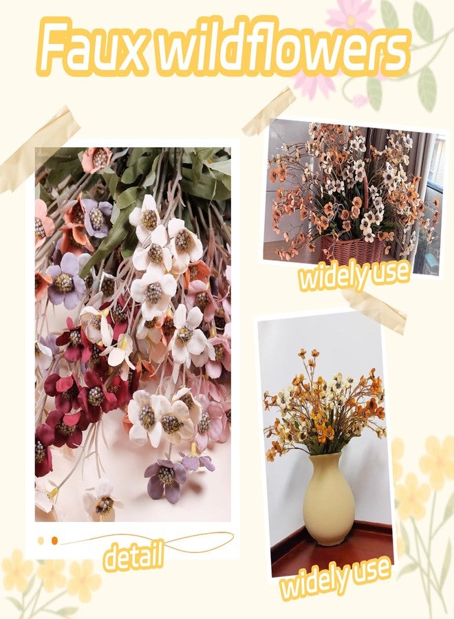 TACOLO 6 Pcs Wildflowers Artificial Flowers Bulk, 22.4 Inch Vintage Faux Plum Blossom Branches Silk Flowers for DIY Bouquet, Floral Arrangement, Home Wedding, Table Decorations (Champagne) - Image 3