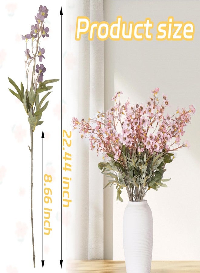 TACOLO 6 Pcs Wildflowers Artificial Flowers Bulk, 22.4 Inch Vintage Faux Plum Blossom Branches Silk Flowers for DIY Bouquet, Floral Arrangement, Home Wedding, Table Decorations (Champagne) - Image 2
