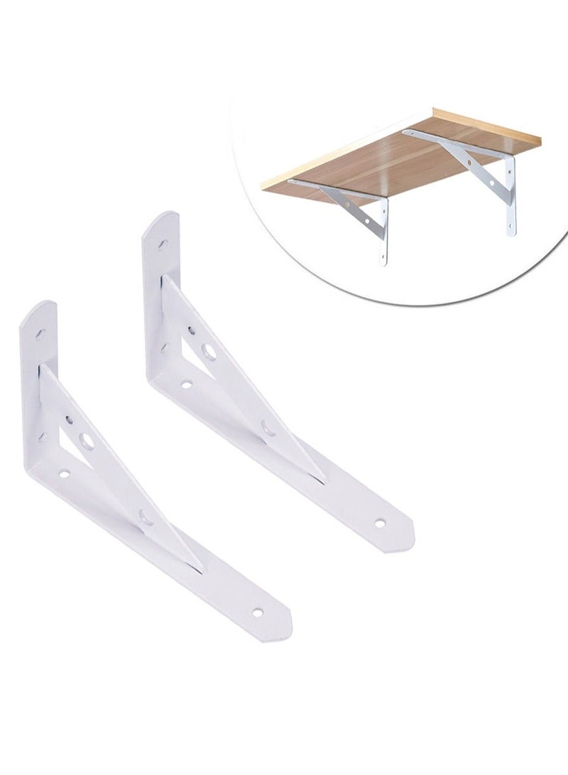 2 Piece L Shelf Bracket,Stainless Steel Heavy Duty Wall Support, Right Angle Corner Brace with Screws, Countertop Decorative Brackets, Brackets for Shelves, White 158 x 250 x 25mm - Image 1