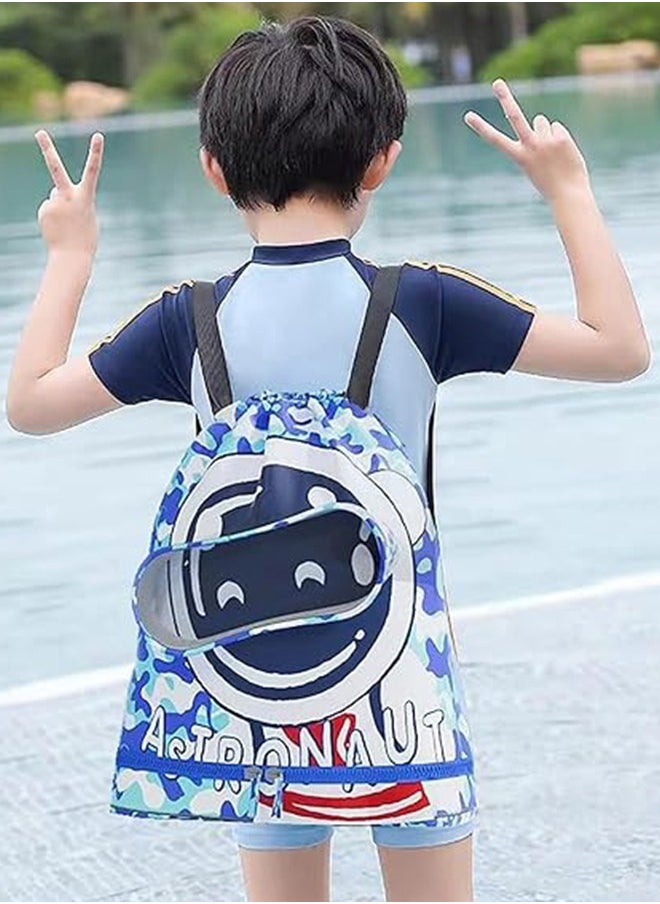 JCB CHIC Kids Swimming Backpack, Waterproof Drawstring Bag Dry and Wet Separated, Cartoon Pattern Swim Gear Bag for Boys Girls  - Image 5