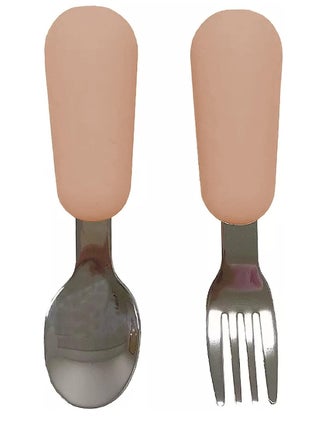 Baby cutlery set. A convenient fork and spoon for babies to use. Silicone handle, easy to grip anti stress sheet and round steel tip, safe to use. - pzsku/ZA355344051B9077747EBZ/45/_/1689662438/d800e593-027c-4878-9a62-e78e7e62521a