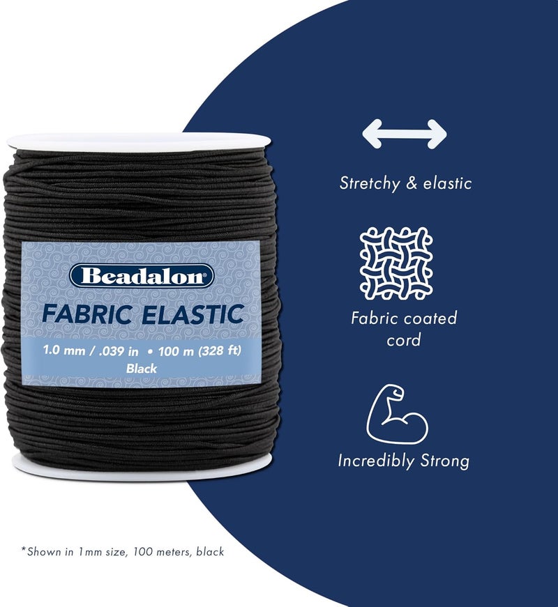 Beadalon Fabric Elastic 10 mm  039 in Black 100 m  328 ft - Image 2