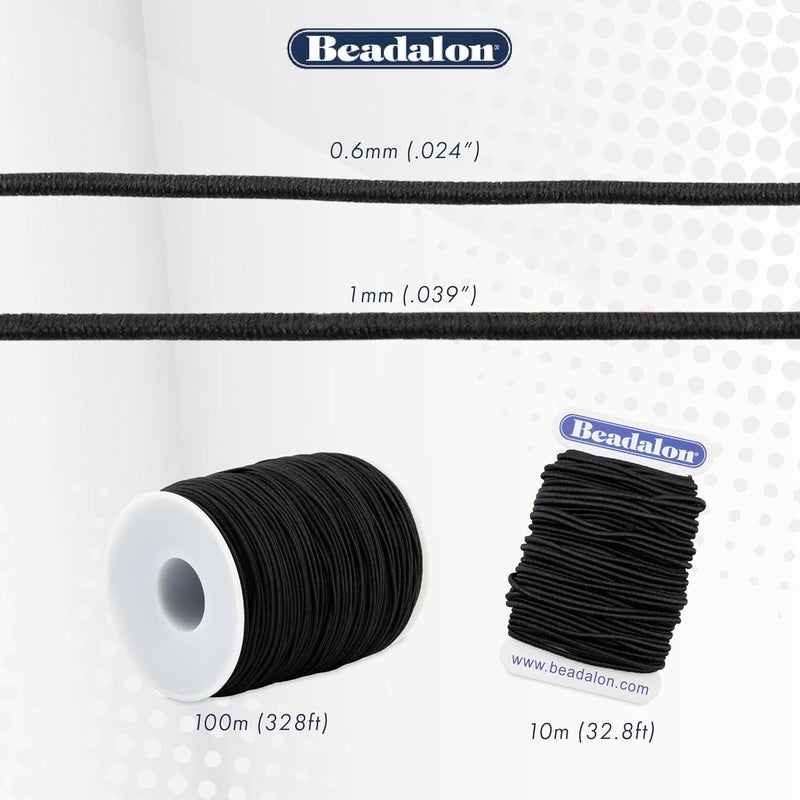 Beadalon Fabric Elastic 10 mm  039 in Black 100 m  328 ft - Image 3