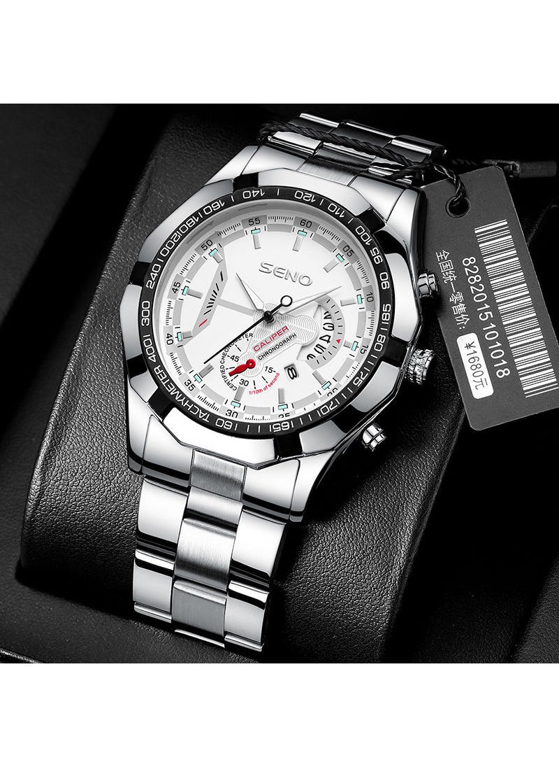Generic Mens Quartz Watches High Charm Waterproof Luminous Business Silver White (luminous waterproof) 