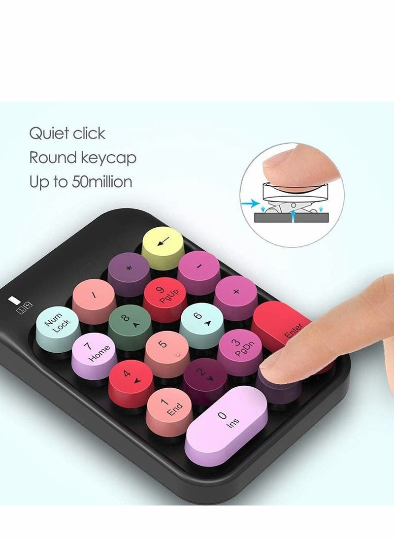 Y&D - Number Pad, Mechanical USB Wireless Numeric Keypad 18 Keys with 2.4G Mini Portable Silent Pad Receiver Financial Accounting Keyboard Extensions for Laptop Desktop PC Pro(Black Mix) - Image 1