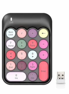 Number Pad, Mechanical USB Wireless Numeric Keypad 18 Keys with 2.4G Mini Portable Silent Pad Receiver Financial Accounting Keyboard Extensions for Laptop Desktop PC Pro(Black Mix)