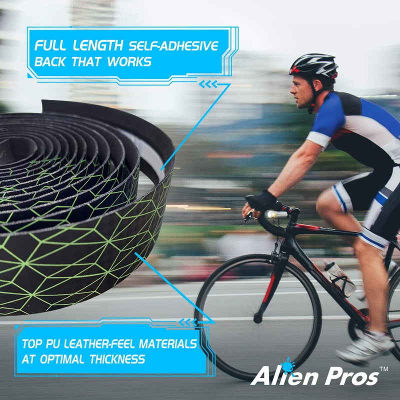 ALIEN PROS Bike Handlebar Tape Carbon Fiber (Set of 2) Black Blue - Enhance Your Bike Grip with These Bicycle Handle bar Tape - Wrap Your Bike for an Awesome Comfortable Ride - Image 3