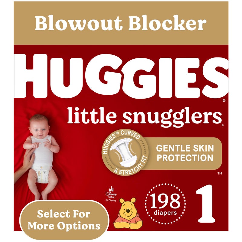 HUGGIES Baby Diapers Size 1 (8-14 lbs), 198ct, Huggies Little Snugglers Newborn Diapers - Image 1
