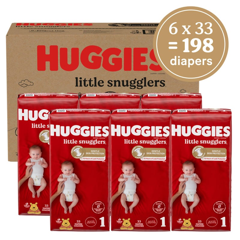 HUGGIES Baby Diapers Size 1 (8-14 lbs), 198ct, Huggies Little Snugglers Newborn Diapers - Image 2