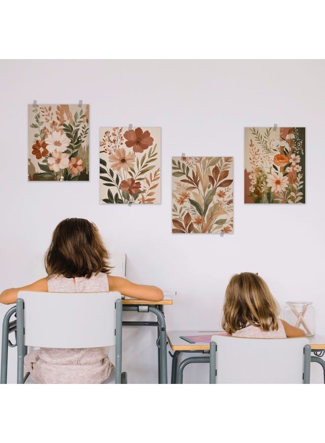 BESERH Boho Abstract Floral Wall Decor, Vintage Floral Wall Art Prints, Rustic Cottagecore Botanical Flower Posters for Home Bedroom Living Room, 8x10 Inches Set of 4 Unframed - Image 5