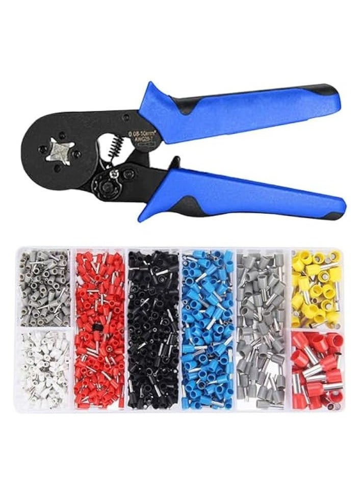 PROMASS Ferrule Crimping Tool Kit, Ferrule Crimper Plier with 1200pcs Wire Ferrules Kit Wire Ends Terminals, 0.08-10mm²  - Image 1