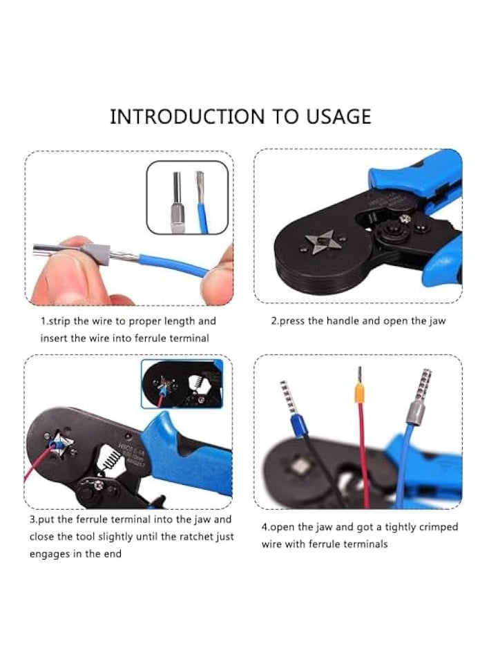 PROMASS Ferrule Crimping Tool Kit, Ferrule Crimper Plier with 1200pcs Wire Ferrules Kit Wire Ends Terminals, 0.08-10mm²  - Image 4