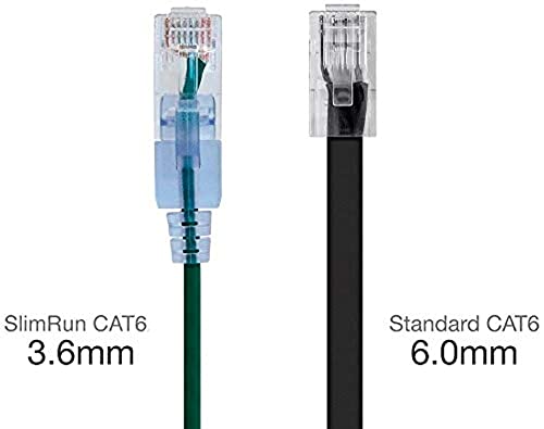 Monoprice Cat6A 1ft Green 10-Pk Patch Cable UTP 30AWG 10G Pure Bare Copper Snagless RJ45 SlimRun Series Ethernet Cable - Image 3
