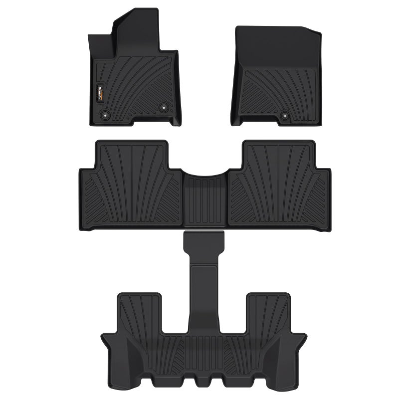 Binmotor-All Weather Floor Mats for Kia Sorento 2026 2025 2024 2023 2022 2021(Only Gas), 1st & 2nd & 3rd Row Full Set, Heavy Duty TPE Car Floor Liners-Black for Sorento Accessories - Image 1