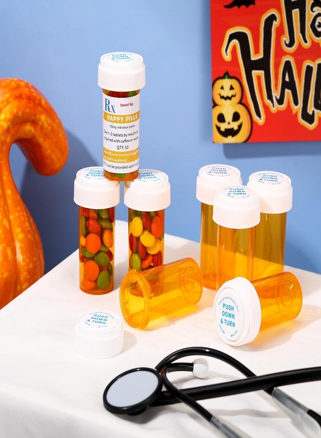 RimCereal 50 Set Nursing Graduation Party Supplies 50 Empty Pill Bottles with Caps Plastic Medicine Containers with 50 Sticky Label Pill Vial for Nurse Party Favors Serve(13 Dram - Image 3