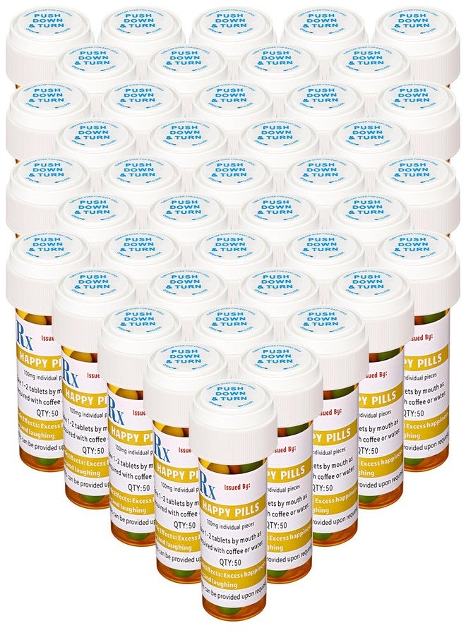 RimCereal 50 Set Nursing Graduation Party Supplies 50 Empty Pill Bottles with Caps Plastic Medicine Containers with 50 Sticky Label Pill Vial for Nurse Party Favors Serve(13 Dram - Image 1