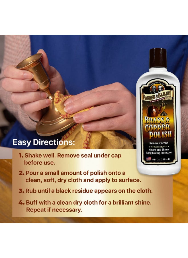 Parker & Bailey PARKER & BAILEY Brass and Copper Polish - Brass Polish Cleaner Copper Cleaner and Polish Tarnish Remover Metal Polish Cream for Polishing Antique Decor Pans Furniture 8 Oz Bottle  - Image 4