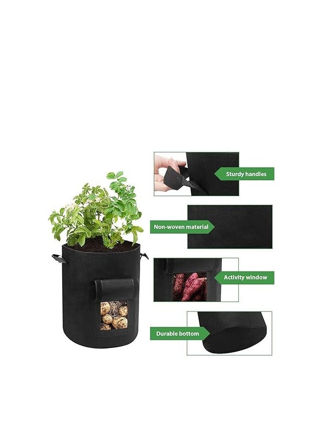 Cskunxia 6 Pack 10 Gallon Vegetable Grow Plant Bags, Potato Plant Bag, Plant Bags Potatoes Made of Fleece Fabric, Potato Plant Bags with Handles for Potatoes, Tomatoes, Plants - Black - Image 2