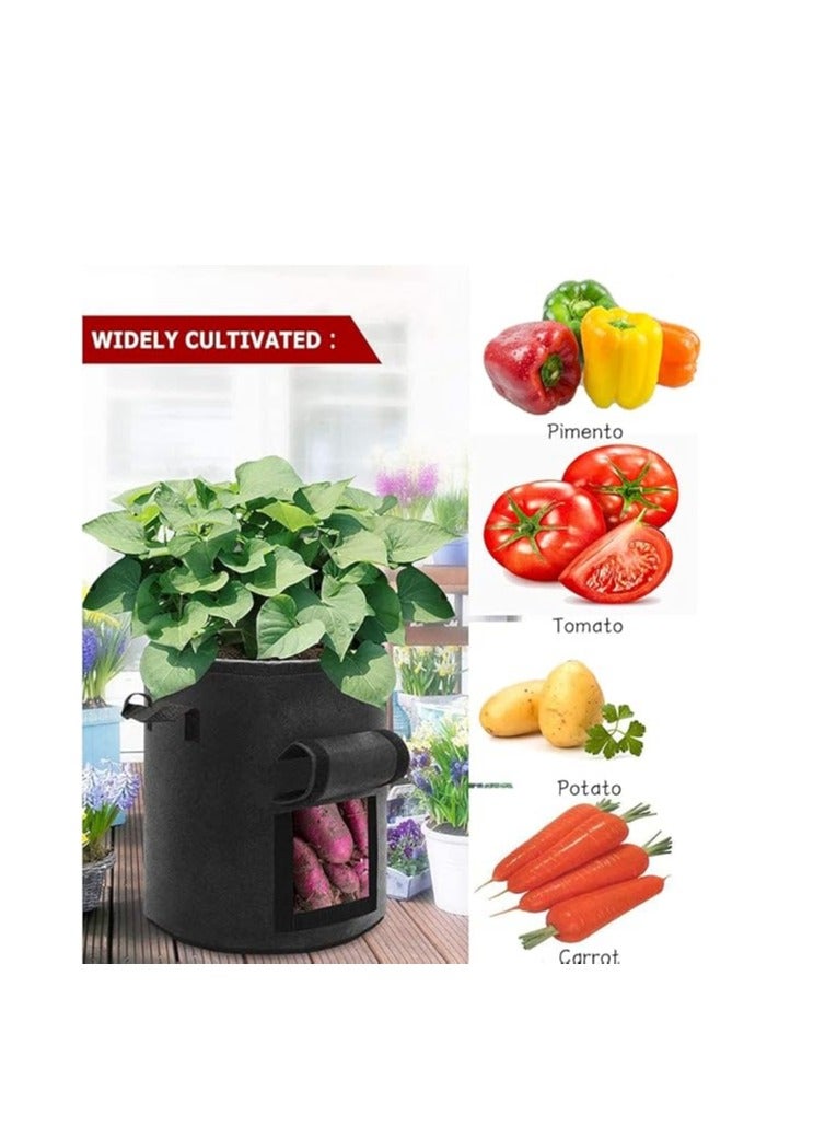 Cskunxia 6 Pack 10 Gallon Vegetable Grow Plant Bags, Potato Plant Bag, Plant Bags Potatoes Made of Fleece Fabric, Potato Plant Bags with Handles for Potatoes, Tomatoes, Plants - Black - Image 3