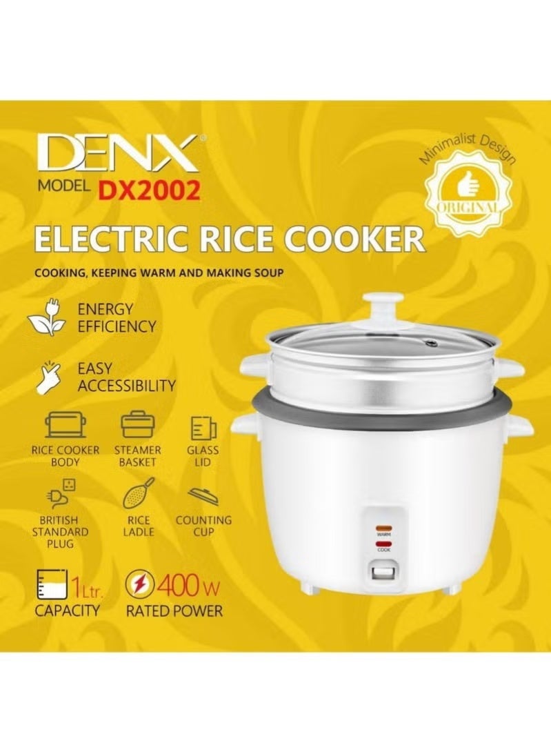 Denx Smart Electric Rice Cooker 1L 400W | Dnex DX2002 Rice Steamer with Quick Cook, Non-Stick Bowl, One-Touch Operation & Keep Warm Function for Everyday Cooking - Image 5