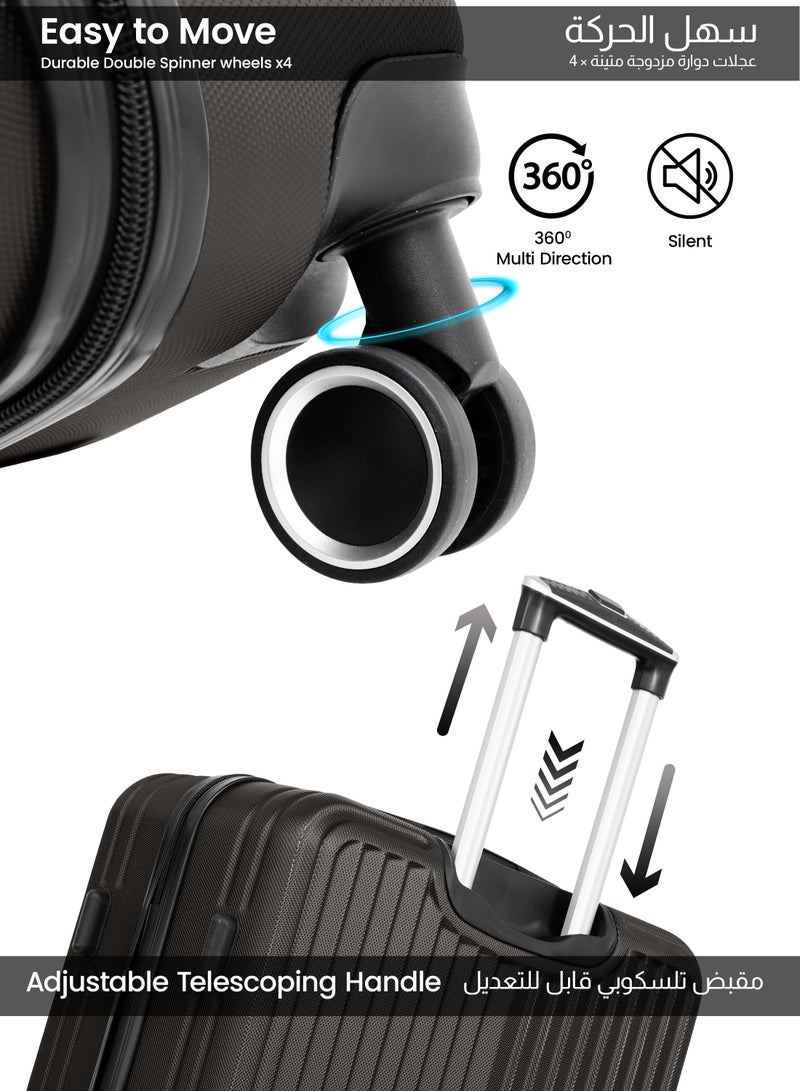 PARAJOHN Popglide  Series Set of 2 Luggage | Lightweight Small 10KG & Large 30KG ABS 4 Wheels Trolley Hardsided Travel Suitcase -Dark grey - Image 3
