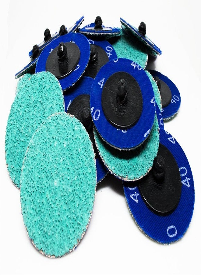 Benchmark Abrasives 2 Inch Sanding Discs Quick Change Green Zirconia, Male R Type Backing - Drill & Die Grinder Sanding Disc for Deburring Polishing Rust Remover for Metal (25 Pack) - 24 Grit - Image 3