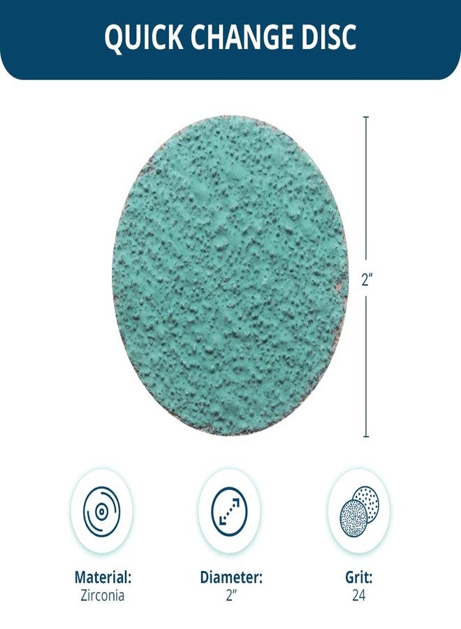 Benchmark Abrasives 2 Inch Sanding Discs Quick Change Green Zirconia, Male R Type Backing - Drill & Die Grinder Sanding Disc for Deburring Polishing Rust Remover for Metal (25 Pack) - 24 Grit - Image 5