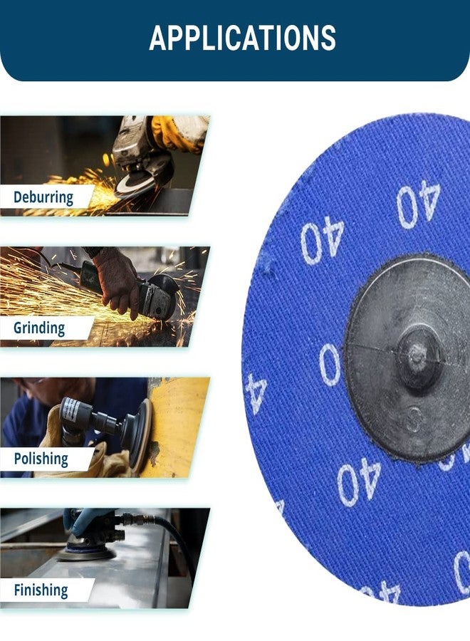 Benchmark Abrasives 2 Inch Sanding Discs Quick Change Green Zirconia, Male R Type Backing - Drill & Die Grinder Sanding Disc for Deburring Polishing Rust Remover for Metal (25 Pack) - 24 Grit - Image 4