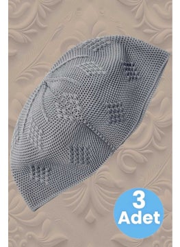 Hızırım 3-Piece Woven Knitted Patterned Skullcap Quality Prayer Cap  - Image 2