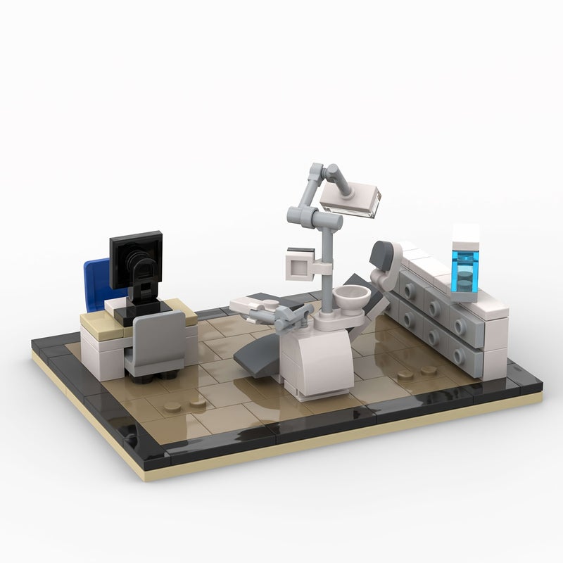 Youngsters' Creative Dental Clinic Building Kit - Educational STEM Toy with Mixed Color ABS Resin Model, Includes Microscope & Tooth Chair, for Ages 6+, Creative Building Toy, Dental Clinic Model, Educational Toy, STEM Toy, ABS Resin, Microscope, Tooth Chair
