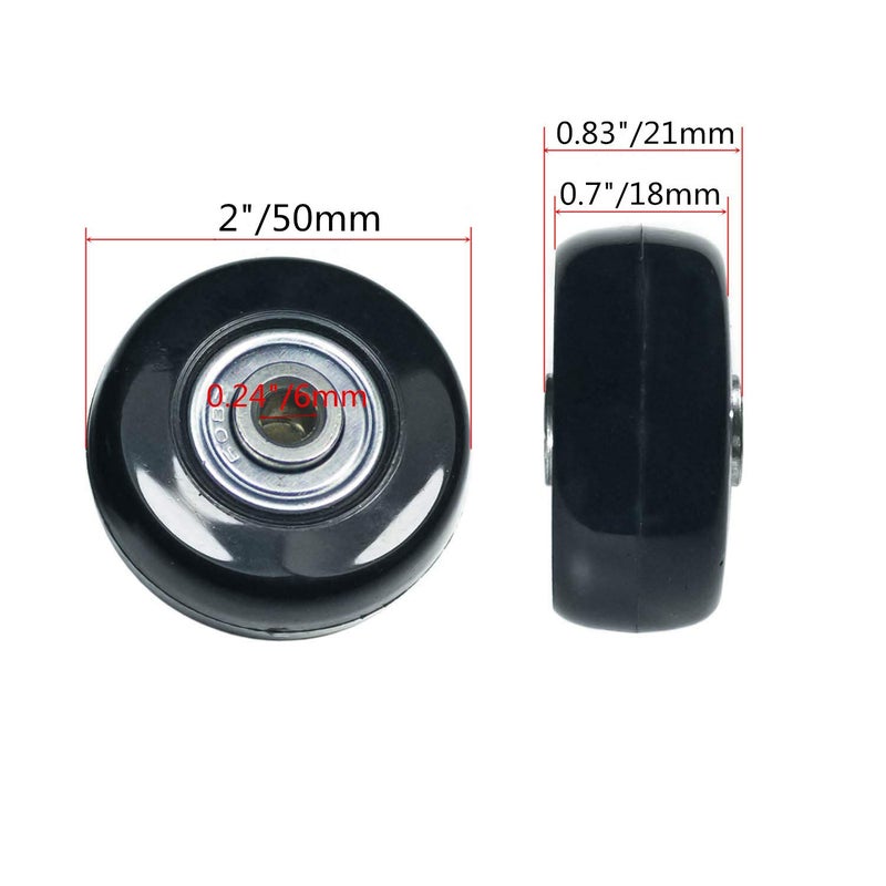 YongXuan 4 Wheels Wear-Resistant Mute Outer Diameter 2 inches Luggage Suitcase Replacement Wheels Rubber Swivel Caster Wheels Repair Kits (2 in x 0.7 in) - Image 2