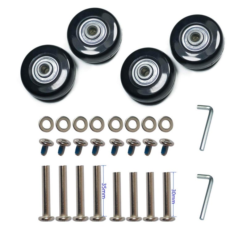YongXuan 4 Wheels Wear-Resistant Mute Outer Diameter 2 inches Luggage Suitcase Replacement Wheels Rubber Swivel Caster Wheels Repair Kits (2 in x 0.7 in) - Image 1