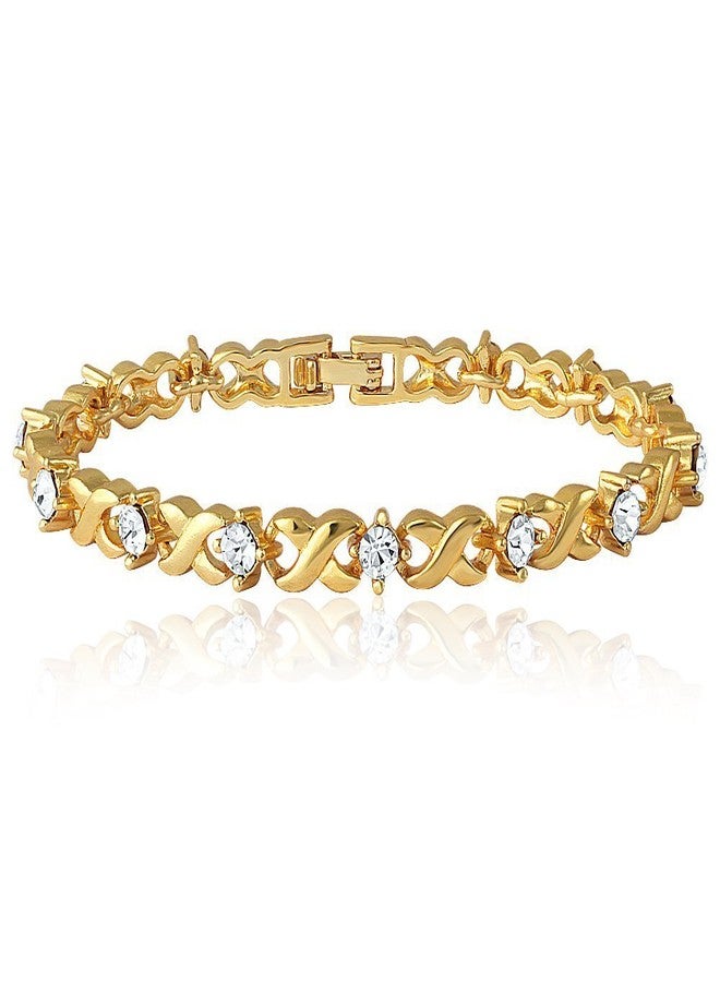 Mahi Gold Plated Twist & Shine Bracelet o fAlloy With Crystal For Women BR1100126G - Image 1