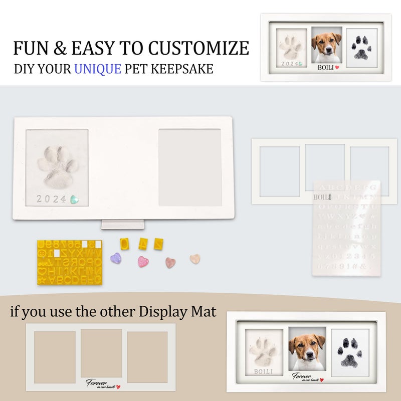 MYPAWLETS Paw Print Frame Kit,Dog/Cat Paw Print Kit,Soft Pawprint Clay&Clean Touch Ink Pad,Pet Paw Print Impression Kit with Customization Tool,Wooden Pet Memorial Frame,DIY Dog Lover Gifts-White - Image 5