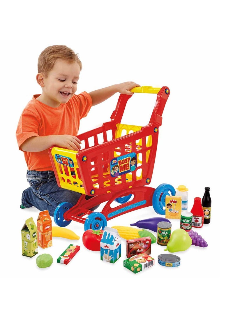 Addo Busy Me My Shopping Trolley | Includes Toy Vegetables and Fruits | Interactive Playset | Imaginative Play | Role Play  | Pretend Play | Gift for Kids and Toddlers - Image 1