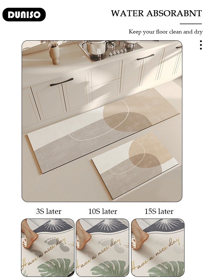 DUNISO Diatom Mud Bath Mat Set Bathroom Kitchen Rug Mat Extra Soft and Absorbent Bath Rugs Non-Slip Quick Drying Floor Bath Tub Mat for Bathroom Floor Tub and Shower 50*80CM+50*160CM  - Image 3