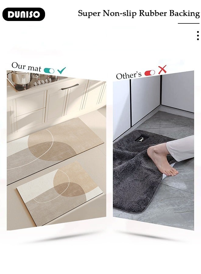 DUNISO Diatom Mud Bath Mat Set Bathroom Kitchen Rug Mat Extra Soft and Absorbent Bath Rugs Non-Slip Quick Drying Floor Bath Tub Mat for Bathroom Floor Tub and Shower 50*80CM+50*160CM  - Image 4