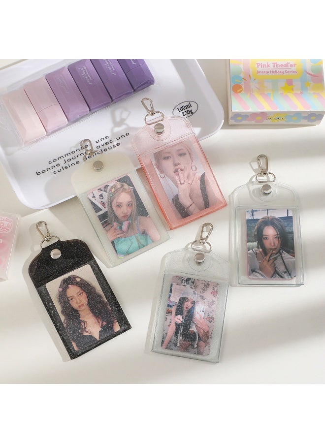 NIBEMINENT 1 - Piece Stars All Over The Sky PVC Kpop Photo Card Holder Pendant Key Chain ID Badge Holder ID Card Holder Photo Card Protector for School ID Office ID Access Card for Women Girls - Image 2