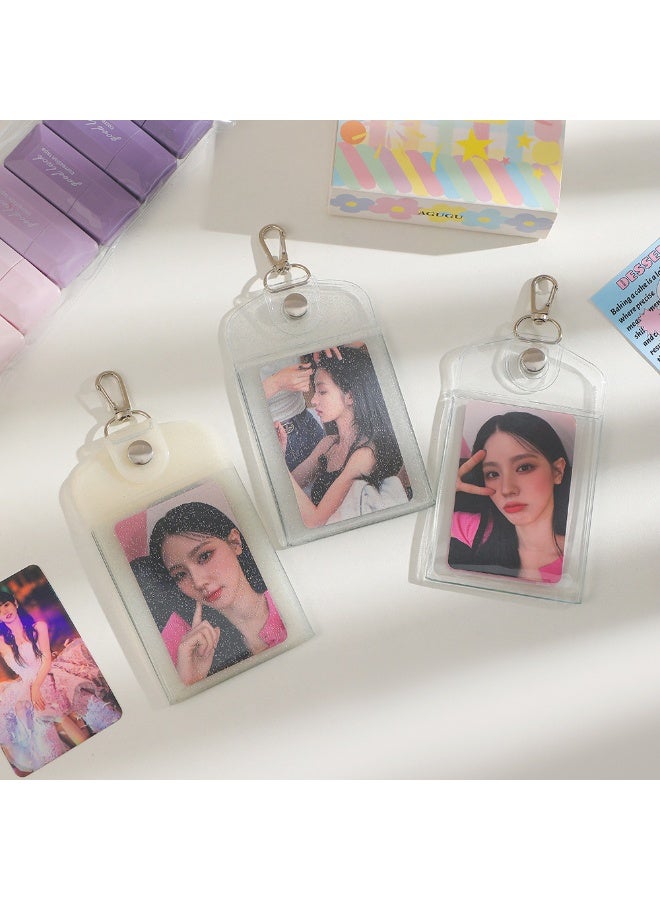 NIBEMINENT 1 - Piece Stars All Over The Sky PVC Kpop Photo Card Holder Pendant Key Chain ID Badge Holder ID Card Holder Photo Card Protector for School ID Office ID Access Card for Women Girls - Image 3