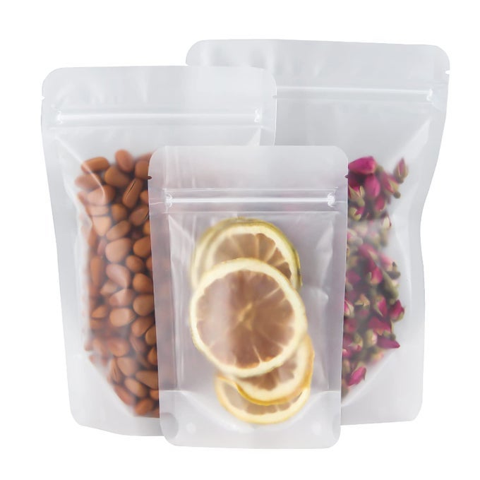 100 PCS RESEALABLE BAGS59 X 87 MATTE STAND UP ZIP LOCK BAGS FOR PACKAGING PRODUCTS HERBS SNACKS TEA SPICES PET FOOD AND SOAPS