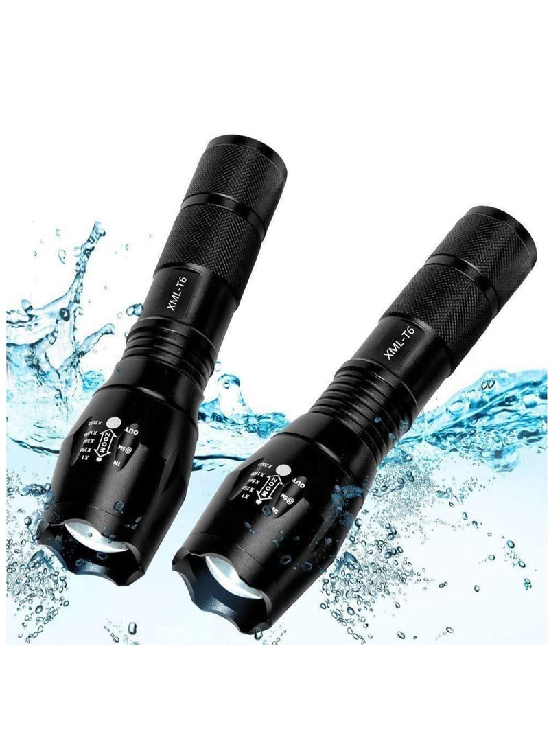 فلاشلايت مصباح درجة 5 أنماط XML T6 3000 لومن LED مقاوم للماء محمول للاستخدام في التخييم وركوب الدراجات والمشي في الهواء الطلق والبيت والطوارئ حزمة 2 - Image 1
