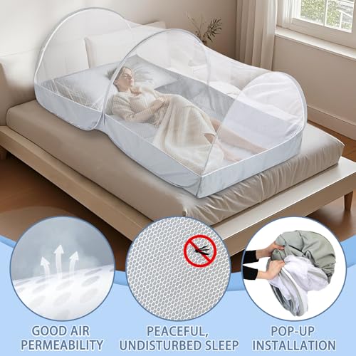 jiangcha Mosquito Net for Bed Pop Up Bed Tent Portable Travel Mosquito Net Mosquito Netting for Suitable for Baby Adult Bedroom Camping Napping Patio - Image 3
