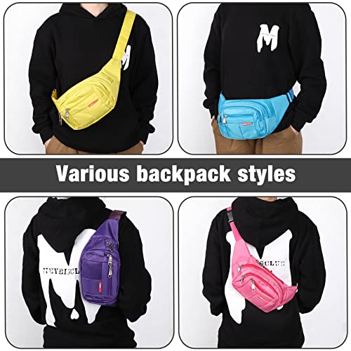 Kajaia 16 Pieces Fanny Pack Bulk Adjustable Waist Bags with Zippers Crossbody Party Fanny Packs Canvas Waist Belt Bag for Women Men Kids Teams Travel Running Cycling Hiking(Neon) - Image 5