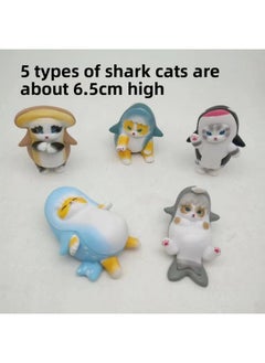 Generic 5 Shark Fried Shrimp Cat Fashion Play Ocean Cat Cute Shark Cat Decoration Doll Egg Twisting Machine Doll Cake Decoration-Color:1 Generation 5 Shark Cat  - Image 1