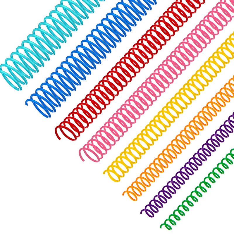 SIMPLIPLEX 120 Pack Plastic Spiral Binding Coils Binder Binding Spirals Rings 8 Size Spiral Binding Wire Combs Spines Coils, 4:1 Pitch, 1/4 5/16 3/8 1/2 9/16 5/8 3/4 7/8 Inch (Multicolor) - Image 1
