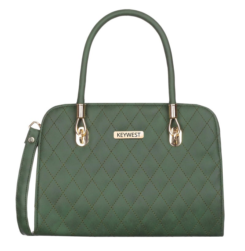 Keywest Women's Diamond Satchel Tote Handbag for Women | Ladies purse | Stylish Shoulder Bag | Gift For Woman | Green - Image 1