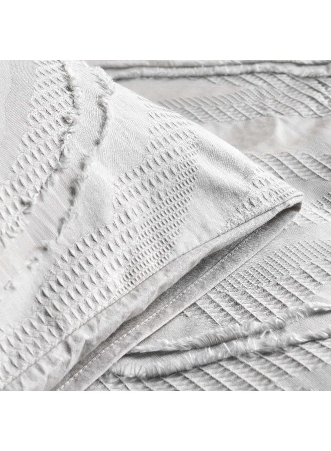 Pan Home Brush Jacquard Tufted Queen 3-Piece Duvet Cover Set 200x200cm - Grey - Image 5